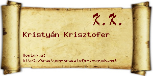 Kristyán Krisztofer névjegykártya